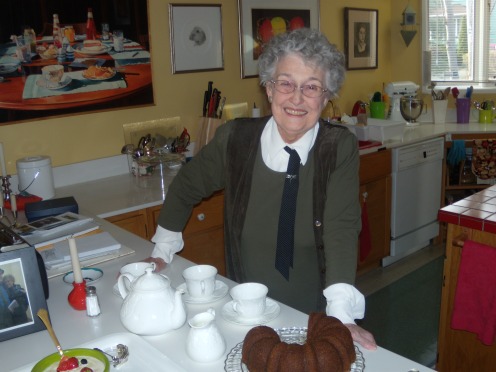 Mary Pratt serving tea